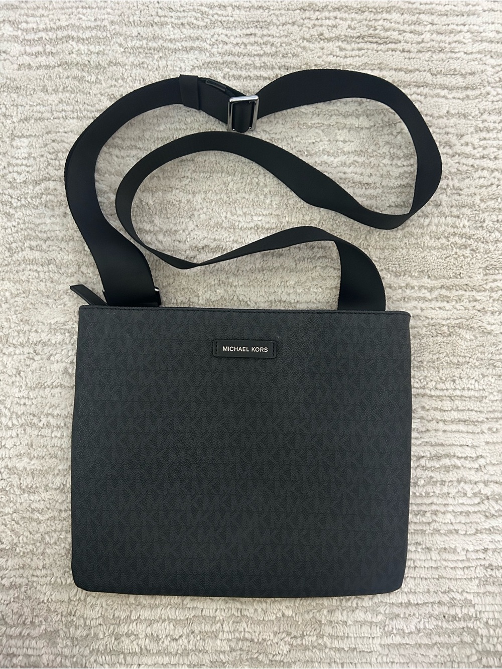Michael Kors Black Logo-Print Messenger Crossbody